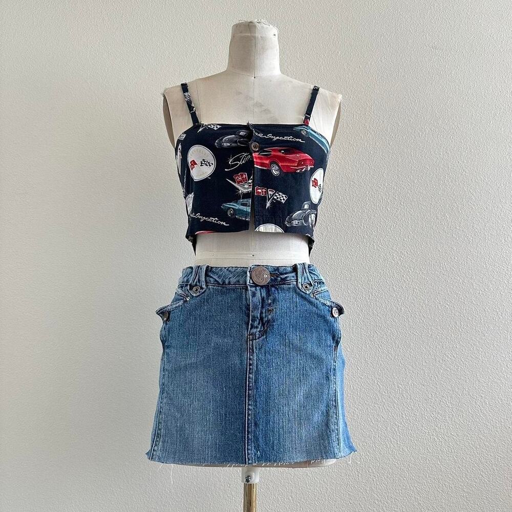 handmade black racing corvette car all over print cropped tank top